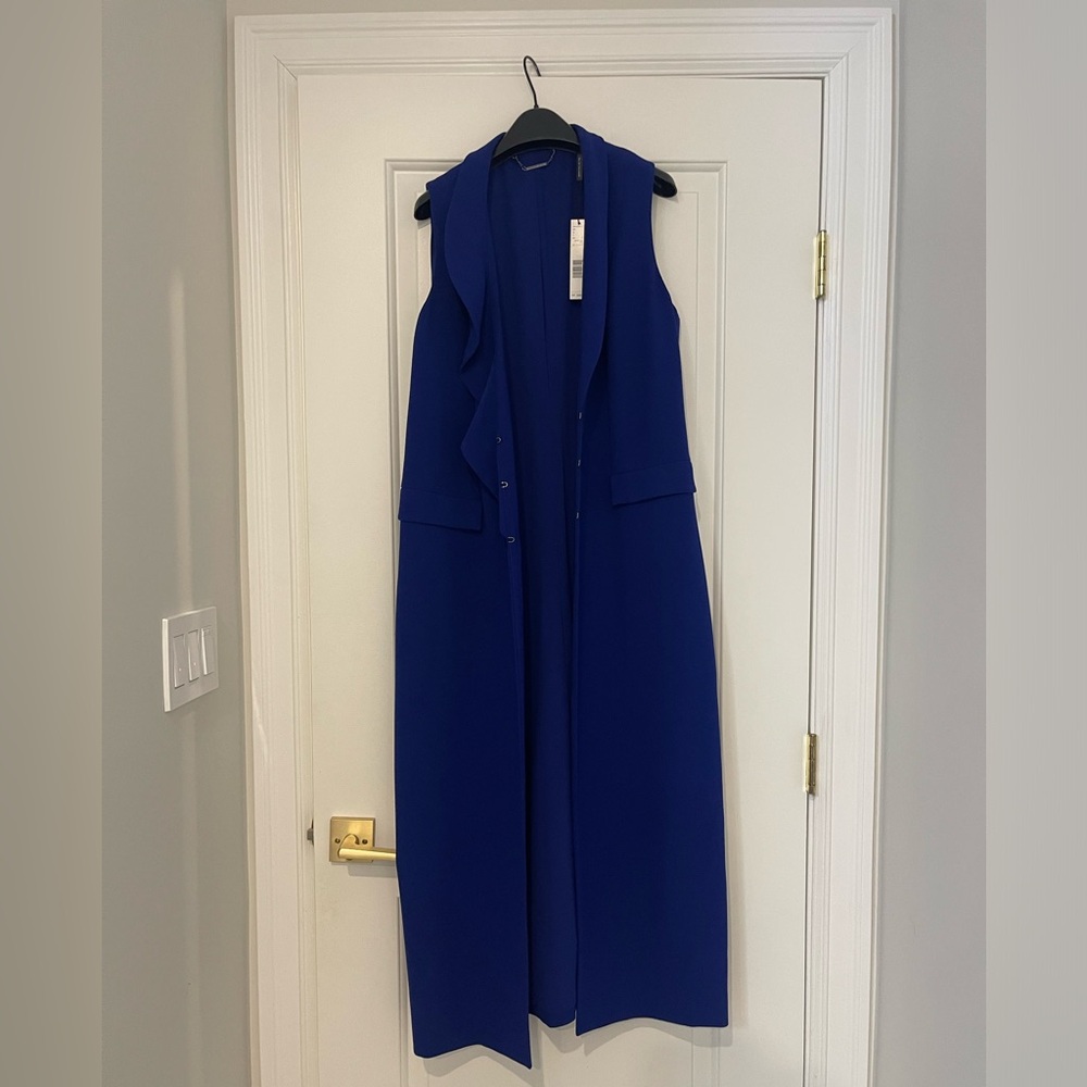 NWT ELIE TAHARI Destiny Longline Vest S Royal Blue